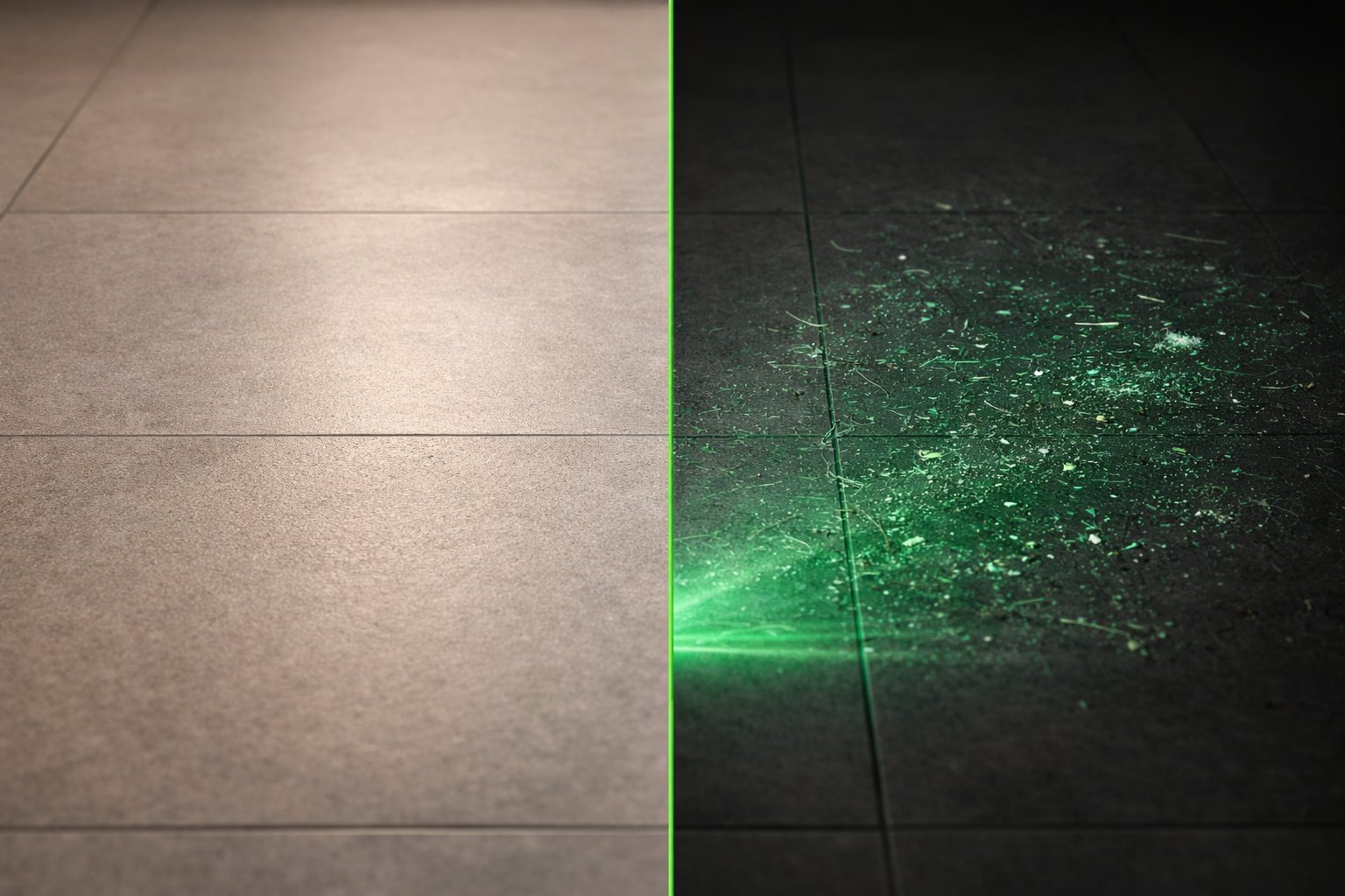 Prima e dopo: LUMIVAC rivela polvere invisibile